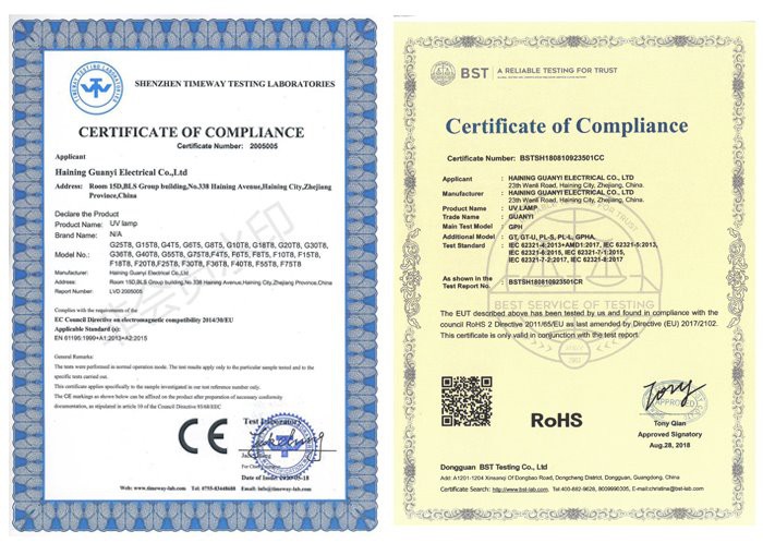 certification of T5 6W BLB Money Detect light certification of T5 6W BLB Money Detect light